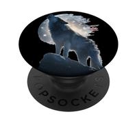 Il lupo audace sta alto dietro il costume dei colori degli Stati Uniti PopSockets PopGrip Adesivo