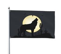 Il Lupo Ulula Sotto La Luna Garden Flag Durevole Bandiere Da Giardino Con 2 Occhielli Bandiera Da Cortile Decorazione Per All'Aperto Fattoria Esterni 90X152Cm