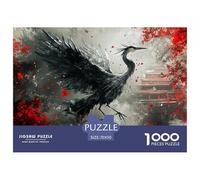 Il maestoso puzzle nero gru 1000 pezzi foglia d'acero e pagoda puzzle impossible gioco di abilità 100% cartone riciclato regali per donne, regali per uomini 70 x 50 cm