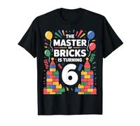 Il Maestro dei Mattoni Girando 6 Compleanno Design Maglietta