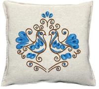 IL MAGGIOLINO Fodera Cuscino Ricamo 40X40, Stampa Pavoncella, Lavabile In Lavatrice, Made In Italy