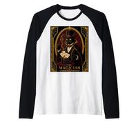 Il Mago Gatto Nero Art Deco Murder Mystery Maglia con Maniche Raglan