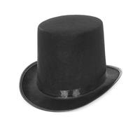 Il mago ha eseguito spettacoli teatrali di jazz con cappello alto in poliestere, cappello piatto rosso nero, di uomini e donne di grandi dimensioni Per Cena All'aperto Abbigliamento Casual(Black)