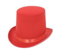 Il mago ha eseguito spettacoli teatrali di jazz con cappello alto in poliestere, cappello piatto rosso nero, di uomini e donne di grandi dimensioni Per Cena All'aperto Abbigliamento Casual(Red)