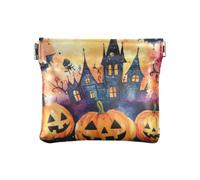 Il male giallo zucca castello su Halloween moda donna in pelle cambio moneta borsa portatile porta monete per uomo donna viaggio monedero para Mujer Pequeno