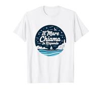 Il Mare Chiama, Io Rispondo - Arte Nautica Faro e Barca Maglietta, Uomo, Bianco, XL