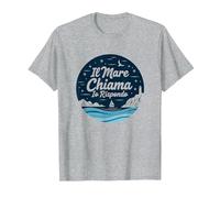 Il Mare Chiama, Io Rispondo - Arte Nautica Faro e Barca Maglietta, Uomo, Grigio Melange, S