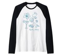 Il Mare Chiama Spiaggia Oceano Ibisco Vacanza Line Art Maglia con Maniche Raglan
