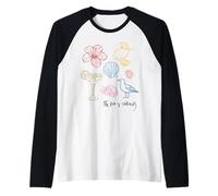 Il Mare Chiama Spiaggia Oceano Ibisco Vacanza Line Art Maglia con Maniche Raglan