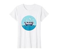 Il Mare: La Mia Religione - Arte Nautica Mediterranea Barca Maglietta, Donna, Bianco, XXL