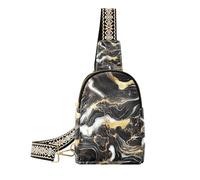 Il marmo irregolare di arte nera alla moda dell'oro piccolo borsa a tracolla impermeabile piccola borsa a tracolla per il viaggio, Marmo artistico irregolare oro nero, 1 size