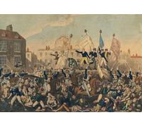 Il massacro di Peterloo. Il massacro ebbe luogo il 16 agosto 1819 a St Peter's Field Manchester Inghilterra, quando il 15 ° Hussars un reggimento di cavalleria accusato di sciabole attirate in una