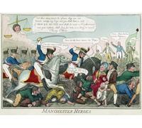 Il massacro di Peterloo. Il massacro ebbe luogo il 16 agosto 1819 a St Peter's Field Manchester Inghilterra, quando il 15° Hussars un reggimento di cavalleria accusato di sciabole attirate in una