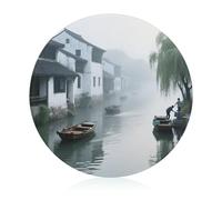 Il mattino presto a Jiangnan Water Town robusto tagliere resistente ai graffi, tagliere portatile, tagliere rotondo in vetro per cucina all'aperto picnic 20 cm