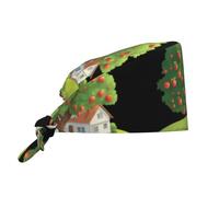 Il melo accanto al cottage Immagine Pulizia Cappello da lavoro Cappello da chef per uomo e donna, per chirurgia, infermieristica Nero