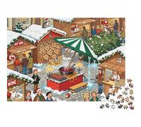 Il mercato di Natale stallo Domino crollo Puzzle in Legno Impermeabile Puzzles Da 1000 Pezzi Per Adulti Colorati Puzzle Per Decorazioni Domestiche