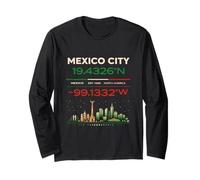 Il Messico Coordinate Minimal City Identity Design Maglia a Manica