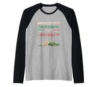 Il Messico Coordinate Minimal City Identity Design Maglia con Maniche Raglan