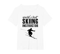 Il miglior Maestro di Sci al Mondo Skier Coach Ski Maglietta, Donna Plus-Size, Bianco, 4X