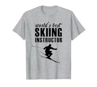 Il miglior Maestro di Sci al Mondo Skier Coach Ski Maglietta, Uomo, Grigio Melange, 6XL