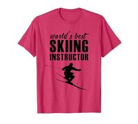 Il miglior Maestro di Sci al Mondo Skier Coach Ski Maglietta, Uomo, Rosso mélange, S