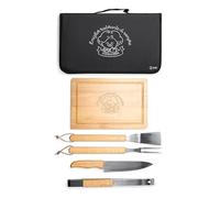 ''Il miglior ristorante'' Set Barbecue Personalizzato con Tagliere in Legno, Custodia Nera e Utensili Professionali, 6 Pezzi Coltello Intagliatore Pinzetta Spatola Idea Regalo Festa dei nonni Natale3