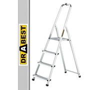 Il migliore Scala Home in Alluminio a 4 Gradini - Costruzione Robusta, Design Sicuro, Portata 125 Kg - Costruzione Robusta - Piedini Antiscivolo - Corrimano 60 cm - 0,43 x 1,45 x 0,75 m