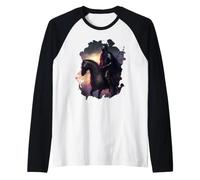 Il minaccioso Cavaliere nella Notte Maglia con Maniche Raglan