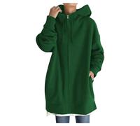 Il mio account giacca streetwear, tinta unita, taglio lungo, foderata in pile, da donna, con chiusura lampo, maglione da snowboard, verde, XXL