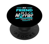 Il mio amico è un guerriero consapevolezza del cancro cervicale PopSockets PopGrip Adesivo