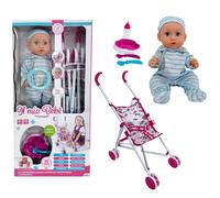 Il Mio Bebè Bambola Neonato 35cm Rosa Con Passeggino e set Pappa