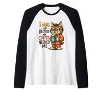 Il Mio caffè aveva Bisogno di Me, Sveglia, Gatto Maglia con Maniche Raglan