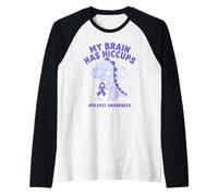 Il Mio Cervello ha singhiozzo Consapevolezza dell'epilessia Dino Purple Ribbon Maglia con Maniche Raglan