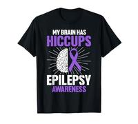 Il mio cervello ha singhiozzo viola Supporto divertente guerriero epilessia Maglietta