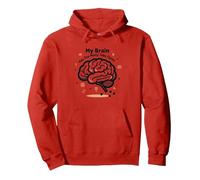Il Mio Cervello ha troppe schede Aperte Felpa con Cappuccio, Unisex per Adulti, Rosso, L