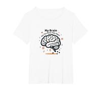 Il Mio Cervello ha troppe schede Aperte Maglietta, Donna Plus-Size, Bianco, 1X