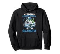 Il mio compagno di pesca preferito mi chiama nonno Funny Fisherman Felpa con Cappuccio