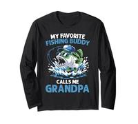 Il mio compagno di pesca preferito mi chiama nonno Funny Fisherman Maglia a Manica