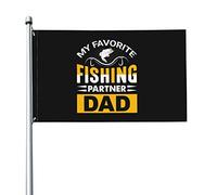 Il Mio Compagno Di Pesca Preferito, Papà Bandiera Da Cortile Divertente Bandiere Da Giardino Con 2 Occhielli Garden Flag Per Esterni Interni Fattoria 90X150Cm