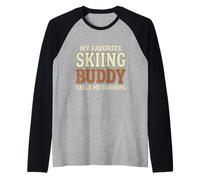 Il Mio Compagno di Sci Preferito Mi Chiama Nonno Funny Ski Lover Maglia con Maniche Raglan