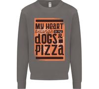 Il Mio Cuore Appartiene A Cani & Pizza Divertente Uomo Felpa Maglione
