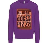 Il Mio Cuore Appartiene A Cani & Pizza Divertente Uomo Felpa Maglione