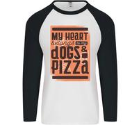 Il Mio Cuore Appartiene A Cani & Pizza Divertente Uomo L/S Baseball T-Shirt