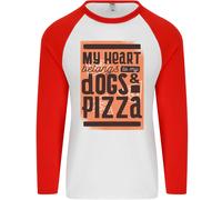 Il Mio Cuore Appartiene A Cani & Pizza Divertente Uomo L/S Baseball T-Shirt