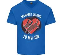 Il Mio Cuore Appartiene a Mio Cane Divertente Uomo Scollo A V T-Shirt