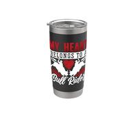 Il mio cuore appartiene a un cavaliere toro ama rodeo uomo toro equitazione Bicchiere termico in acciaio inox doppia parete