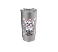 Il mio cuore appartiene a un maltese Bicchiere termico in acciaio inox doppia parete