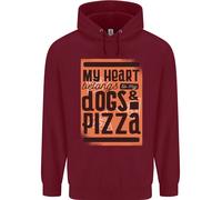 Il Mio Cuore Appartiene Ai Cani E Alla Pizza Divertente Felpa Uomo