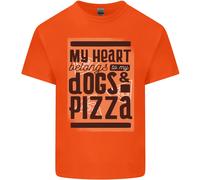 Il Mio Cuore Appartiene Ai Cani E Alla Pizza Maglietta Divertente Per Bambini