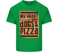 Il Mio Cuore Appartiene Ai Cani E Alla Pizza Maglietta Divertente Per Bambini
